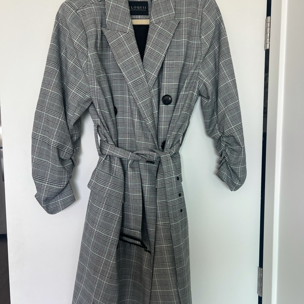 Eloquii Plaid Wrap Belted Women's Dress - Gray